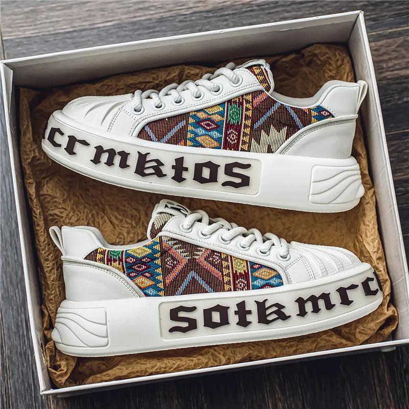 Fashion Brand Men's Shoes 2024 Summer Shoes Breathable Fashion Trend Shell Head Joker Trend Breathable Thick-soled Daddy Shoes