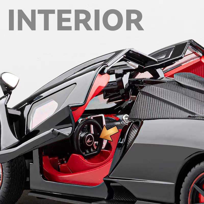 New 1:24 McLaren Senna Supercar Scale Car Model Alloy Vehicle Diecast Metal Sound Light Collectible Childrens Birthday Toy Car Gift