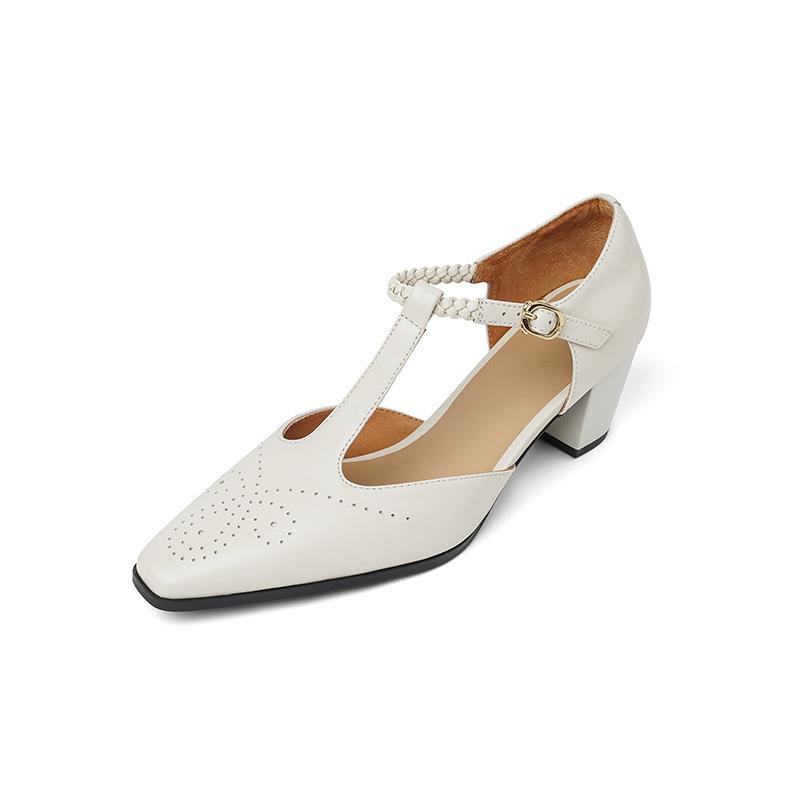 

Fashion 2025 Summer Women Sandals Genuine Leather Sexy Pointed Toe T Strap Party Shoes High Heel Summer Pumps Hollow Shoes Woman 34-40 40 белый