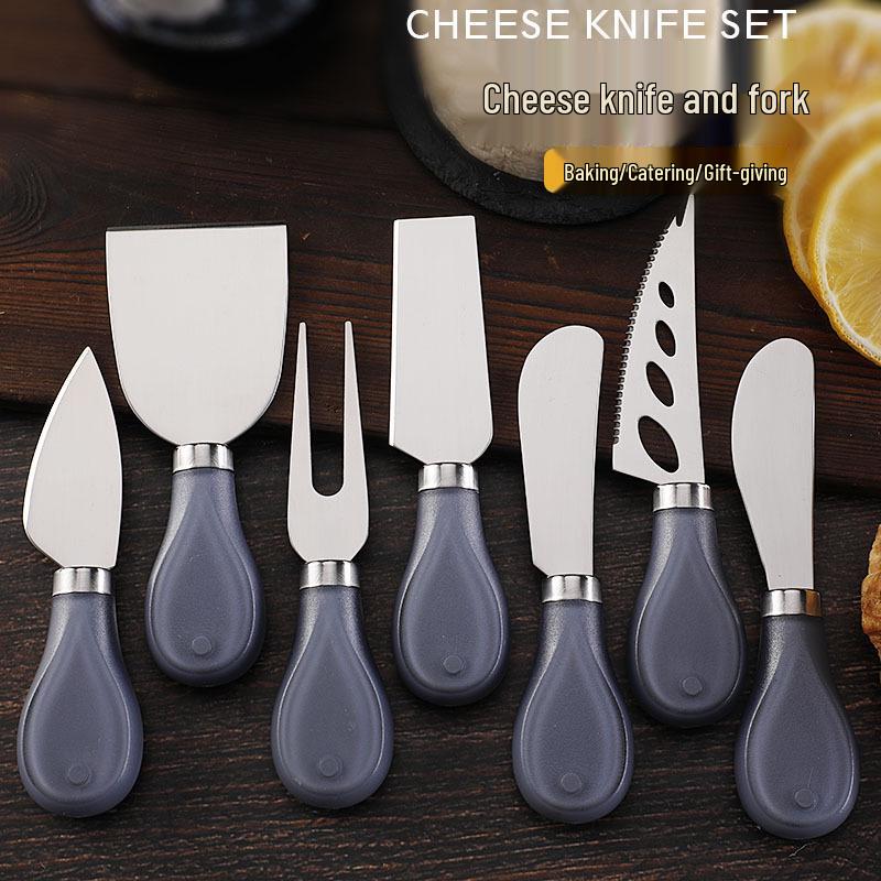 Stainless Steel Cheese Knife, Fork & Spatula Set - 3-Piece Western Cheese Tools