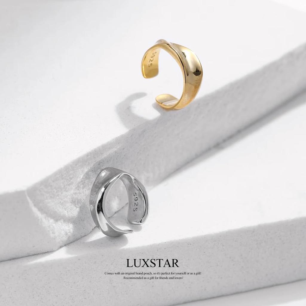 LUXSTAR Ear Cuff, Sterling Silver 925, Earring, Ear Clip, Men's & Women's, Simple, Brand (Silver)