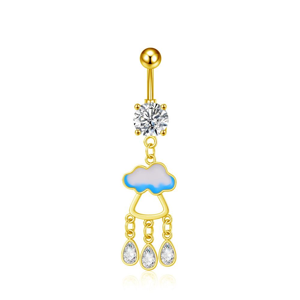 European & American Copper Zircon Floral Belly Button Ring