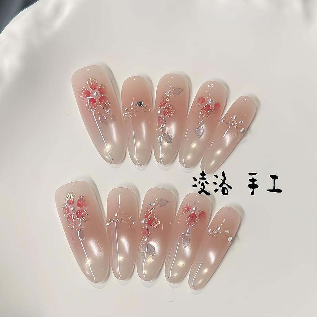 Press On Nails Medium Stiletto Glitter Fake Nails Press Ons with Design Reusable Acrylic False Nail Full Cover Glue On Nail Stick On Nail for Women