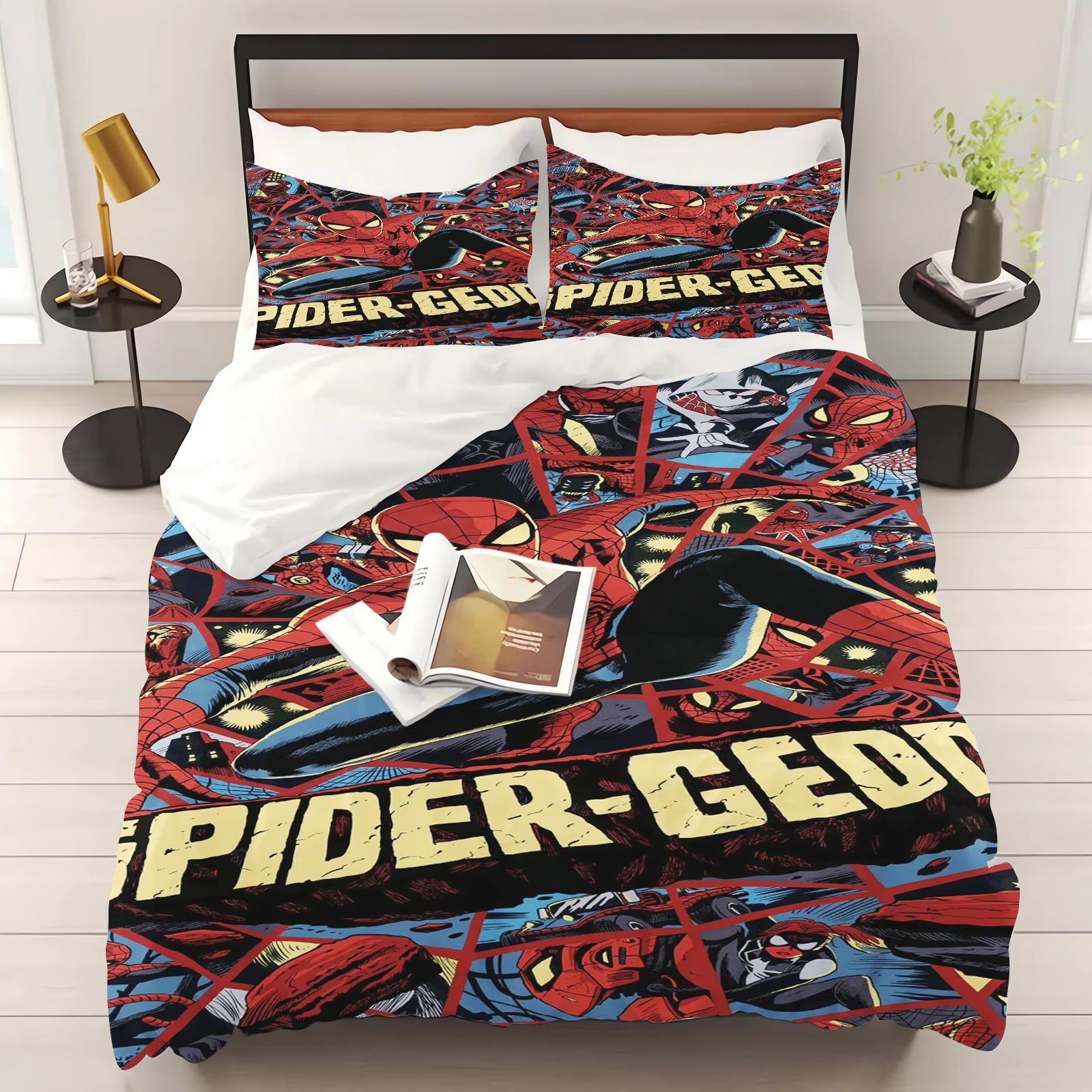 

Marvel Spider Man anime Home Bedroom Comforte Nordic polyester material suitable for children and adults 3-piece set EU Single(135*200cm)3pcs