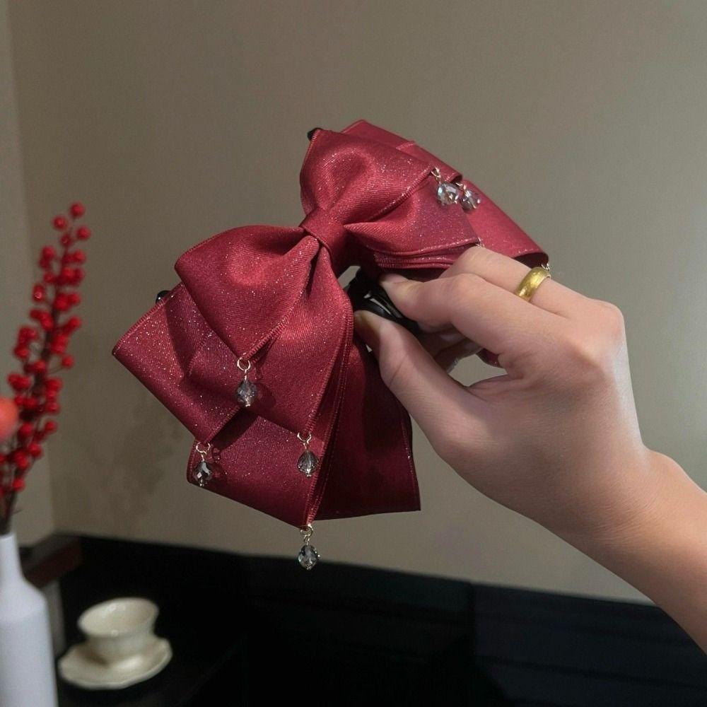 Sparkling Diamond Hair Clip Butterfly Knot Bow Clip Elegant Shark Clip For Girls Women