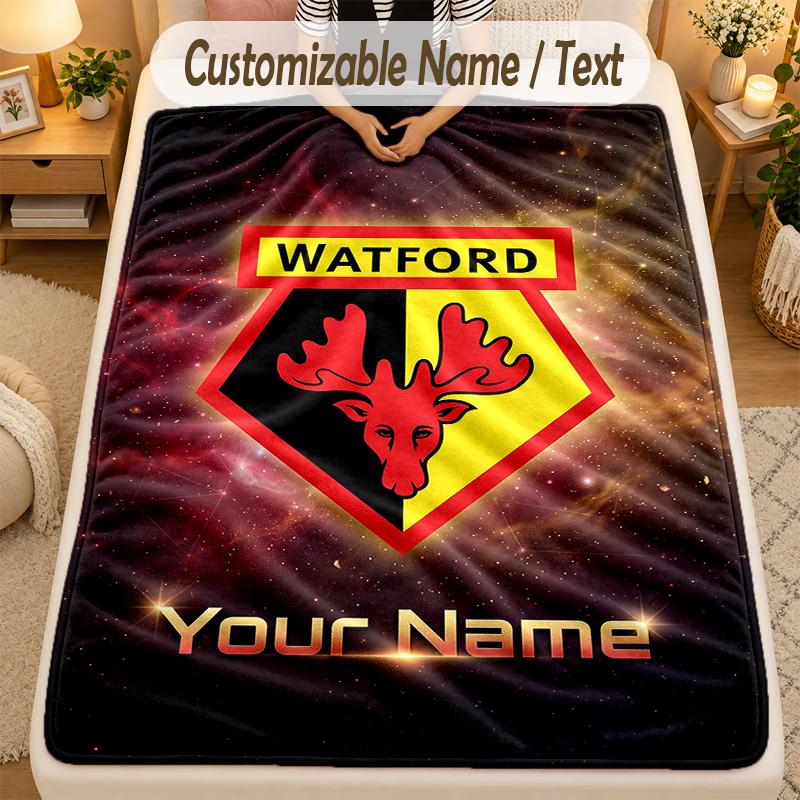 Flannel BlanketWatford FC Custom Name Text Personalized Soft Warm Throw Blanket Home Decor Gift