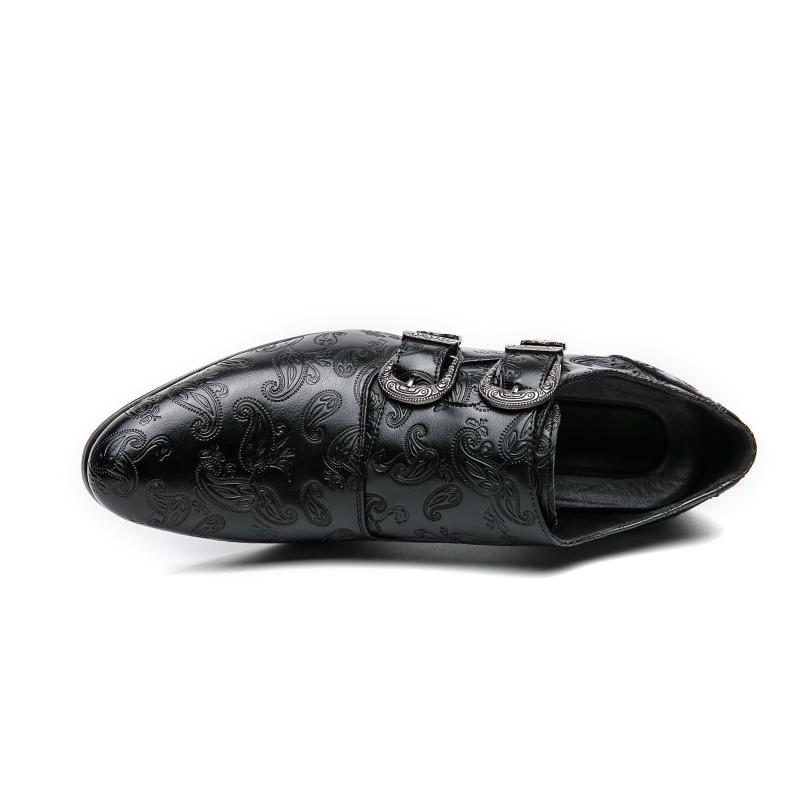 Men's Italian Style Baroque Leather Shoes Business Casual Dress Boots Brown Thick Bottom Footwear