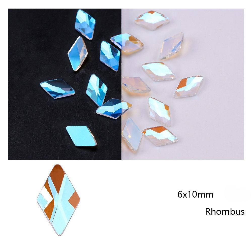 Elektrokaplama Aurora Ab Tırnak Sanatı Elmas Xiaohongshu Sıcak Elf İnternet Ünlü Düz Tabanlı Özel Şekilli Elmas