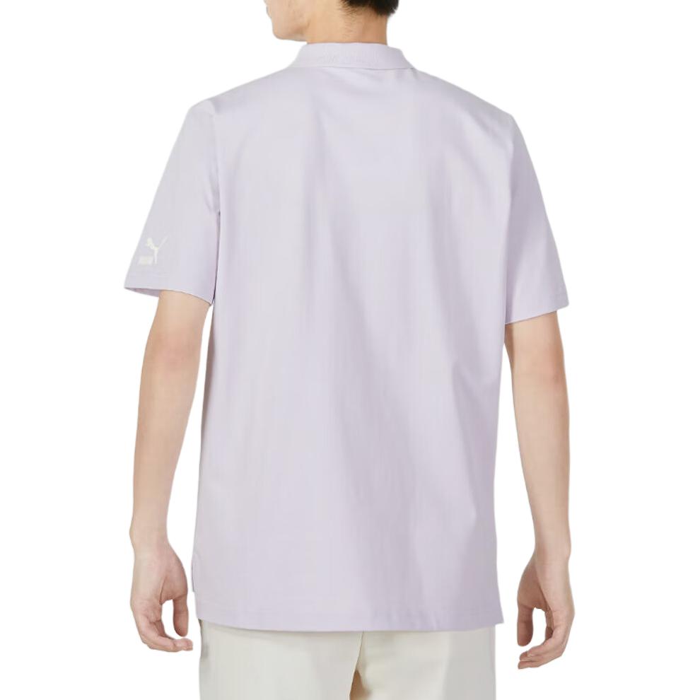 Puma Solid Color Logo Print Casual Short Sleeve Polo Unisex Tops Purple 537039-17