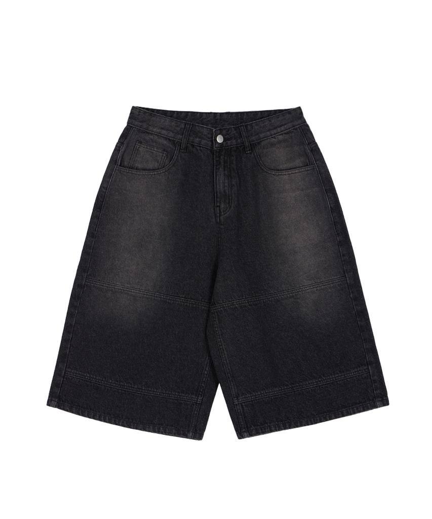 MAKEITTO Cut-Line Denim Bermuda Pants_Black