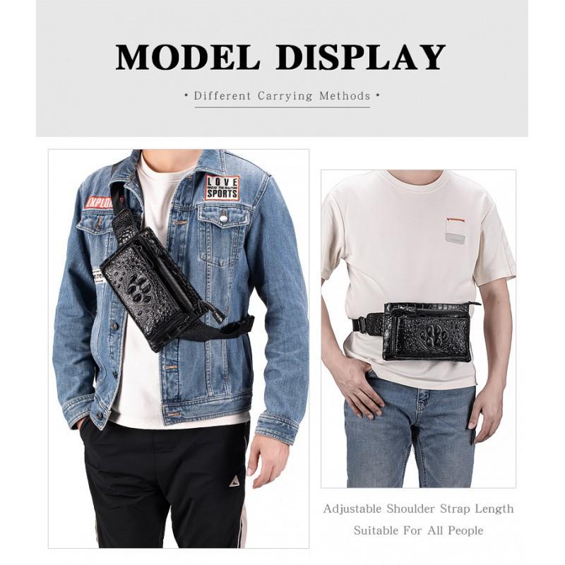 Kopfschicht Rindsleder Hüfttasche Herren Multifunktional Sport Leder Crossbody Handys Hochwertiges Gefühl