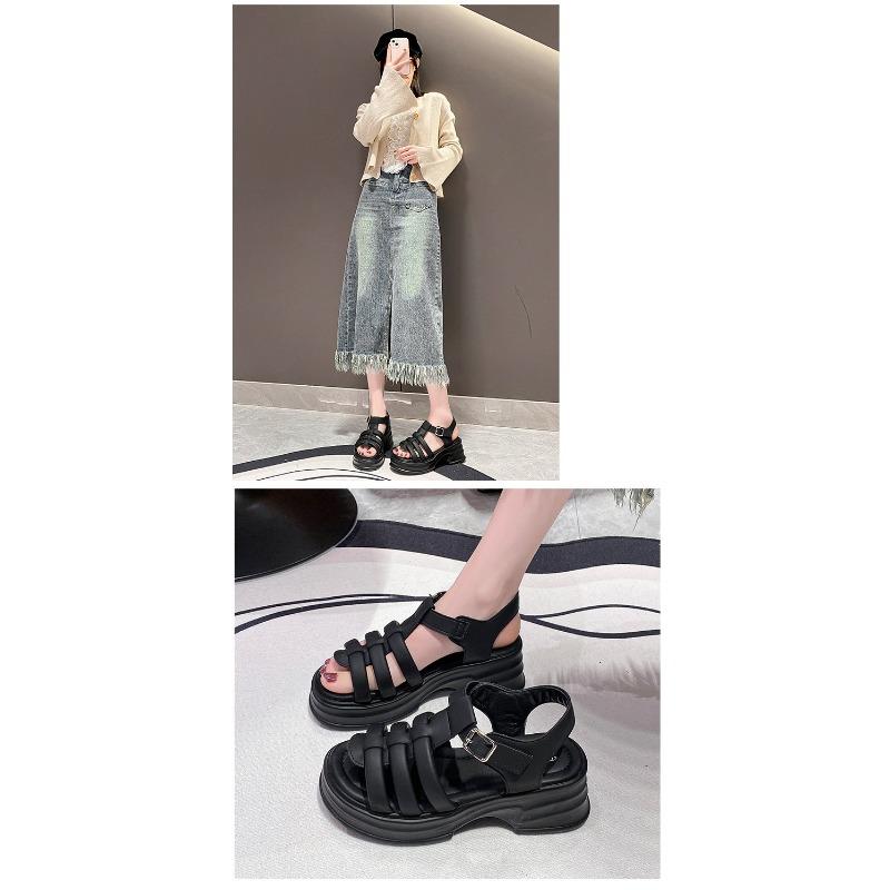 Thick Bottom Sandals Women Comfortable Muffin Hollow Out Woven Shoes