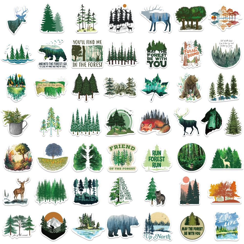 50 Green Forest Graffiti Stickers Decorate Guitar Suitcase Waterproof Can Be DIY Made