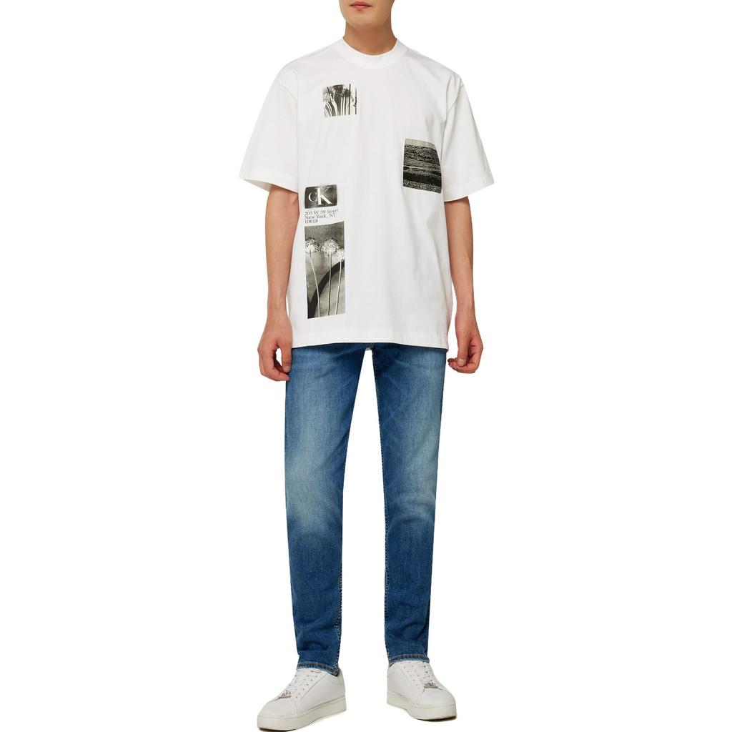 Calvin Klein Loose Round Neck Printed Short Sleeve T-Shirt Men Tops Bright-White J322868-YAF