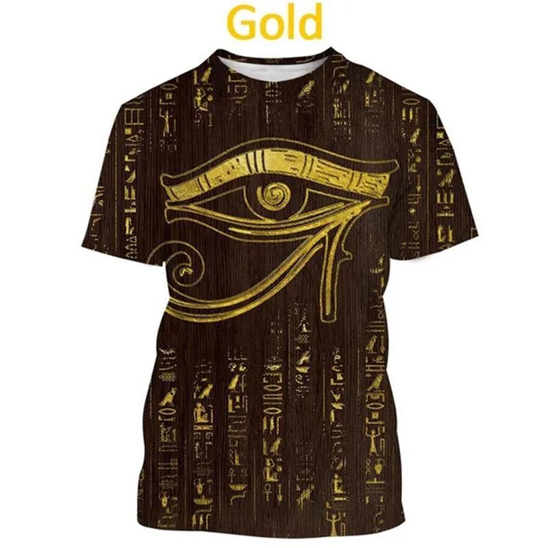 Ancient Egyptian Text 3d Printing T-shirt Pharaoh's Eye Egyptian Mural Creative Casual Short-sleeved Tshirt Tees Mens Clothes