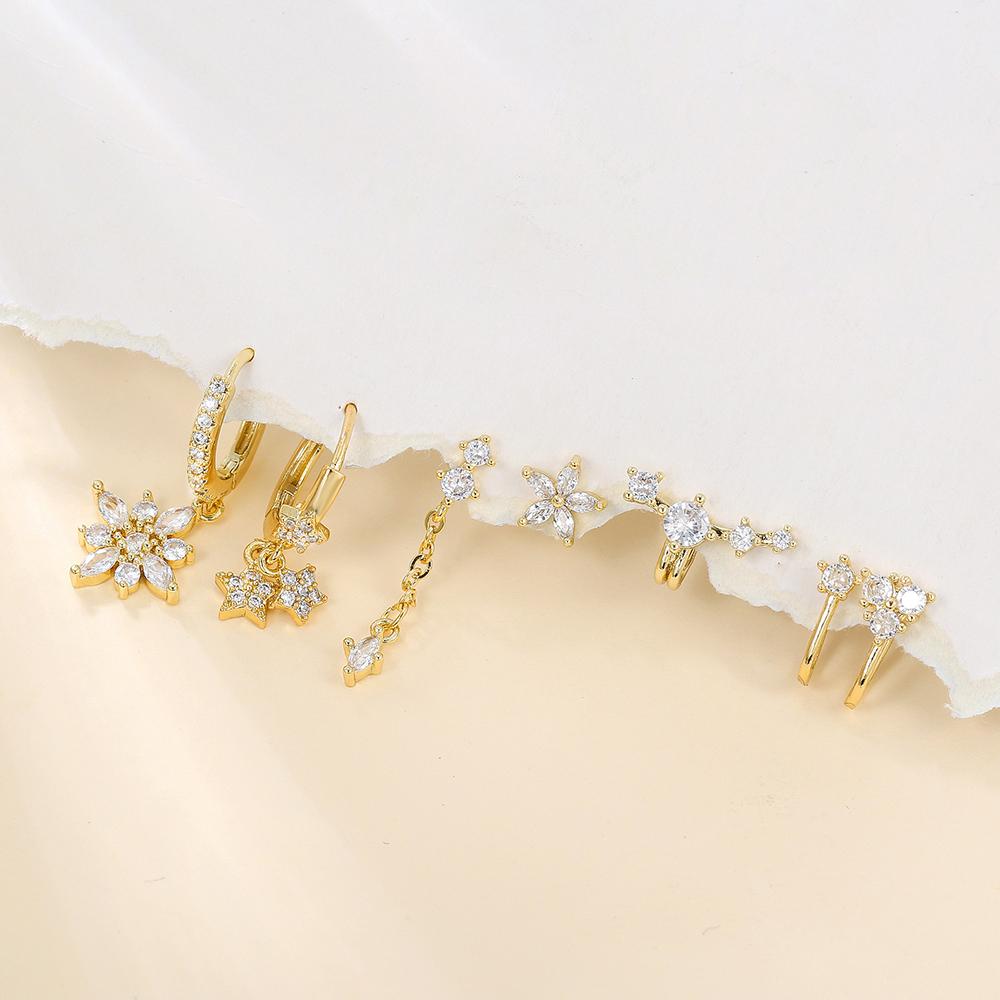 2PCS New Design Gold Color Star Dangle Earrings for Women Luxury Star Pendientes Earring  New In Y2k Jewelry Aretes De Mujer