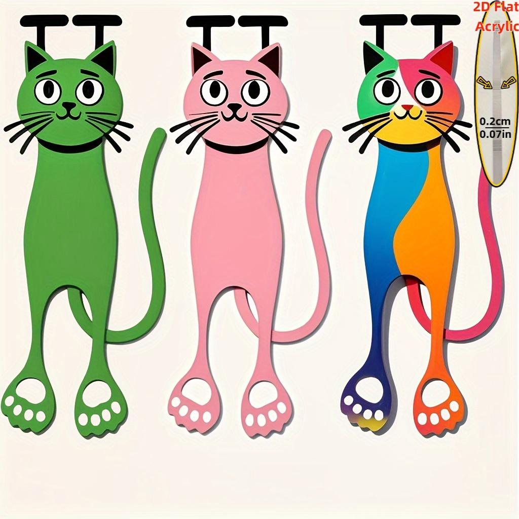 3pcs PVC Cat Bookmarks, Durable Acrylic Material, Colorful Cat Page Markers, Suitable for Readers and Cat Lovers, Suitable for Office and School Use
