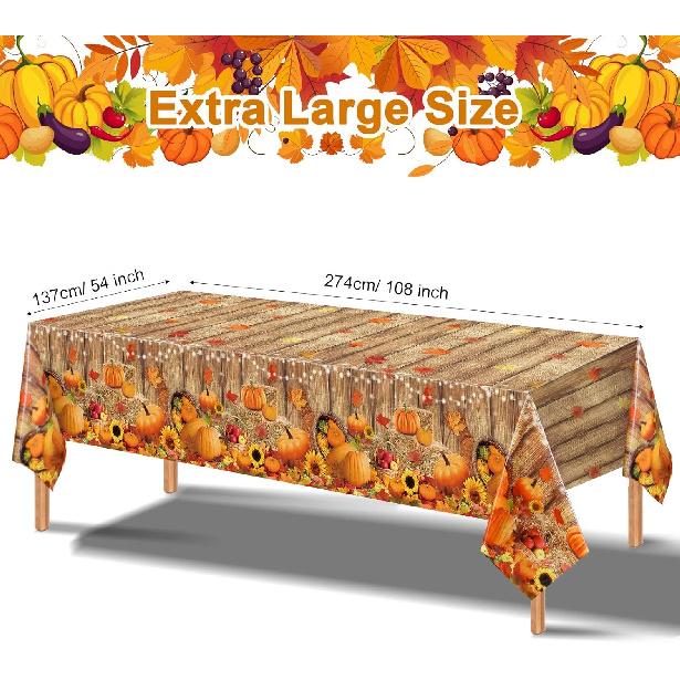 Fall Table Decoration Thanksgiving Fall Tablecloth Wood Grain Maple Party Table Cover Autumn Pumpkin Harvest Tablecovers Decor for Thanksgiving