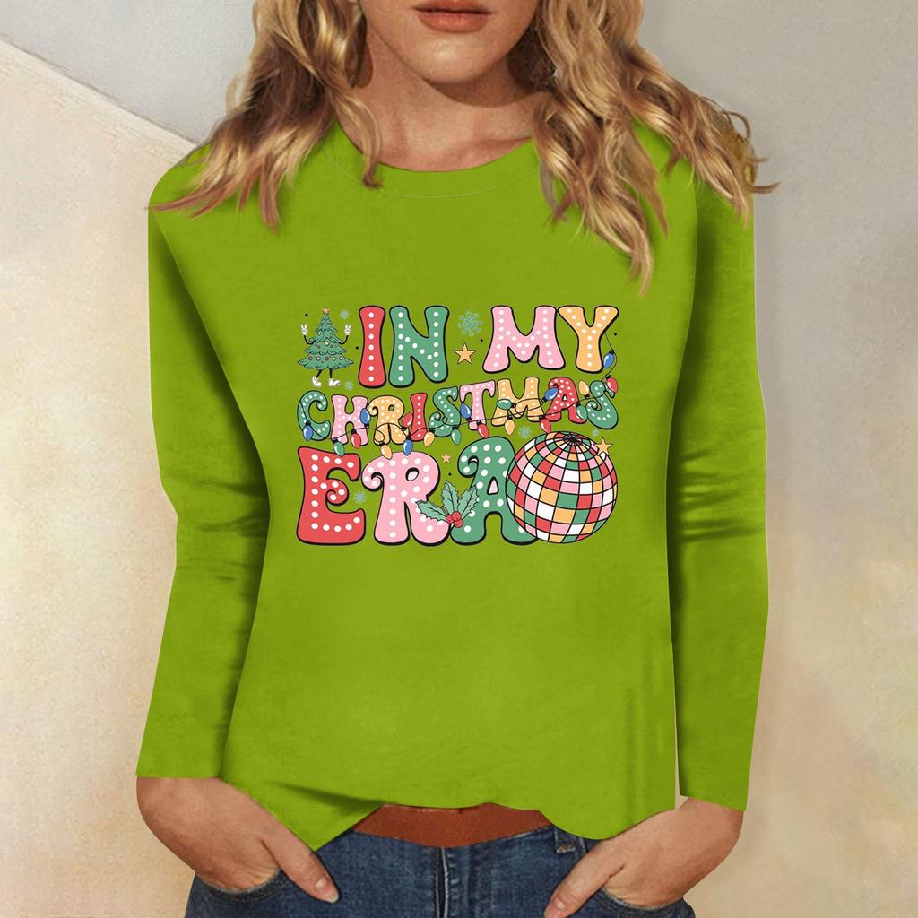 Women's Daily Casual Long Sleeve Christmas Print O-neck Top