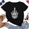 Hamasa Hand der Fatima Print Damen T-Shirts Lucky Hamsa Hand Harajuku Unisex T-Shirts Sommer Kurzarm Schwarzes Top Tees Weiblich