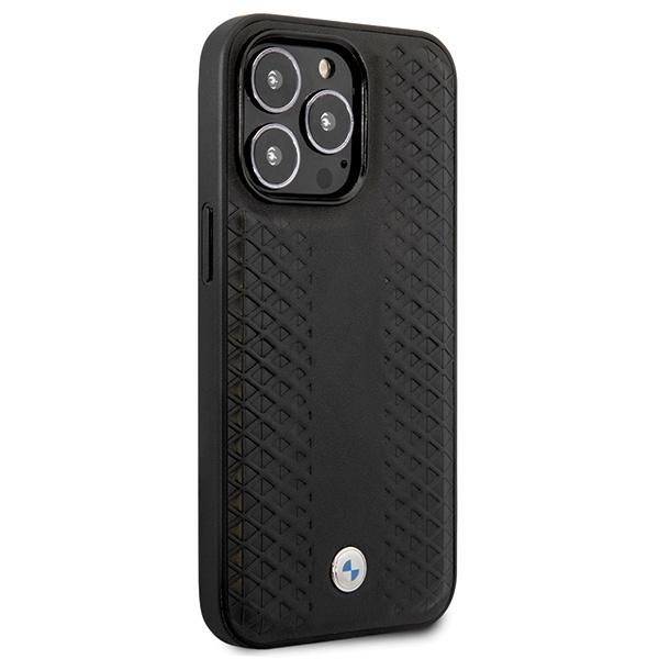Etui do iPhone 14 Pro BMW Skórzane Wzór Diament Czarne