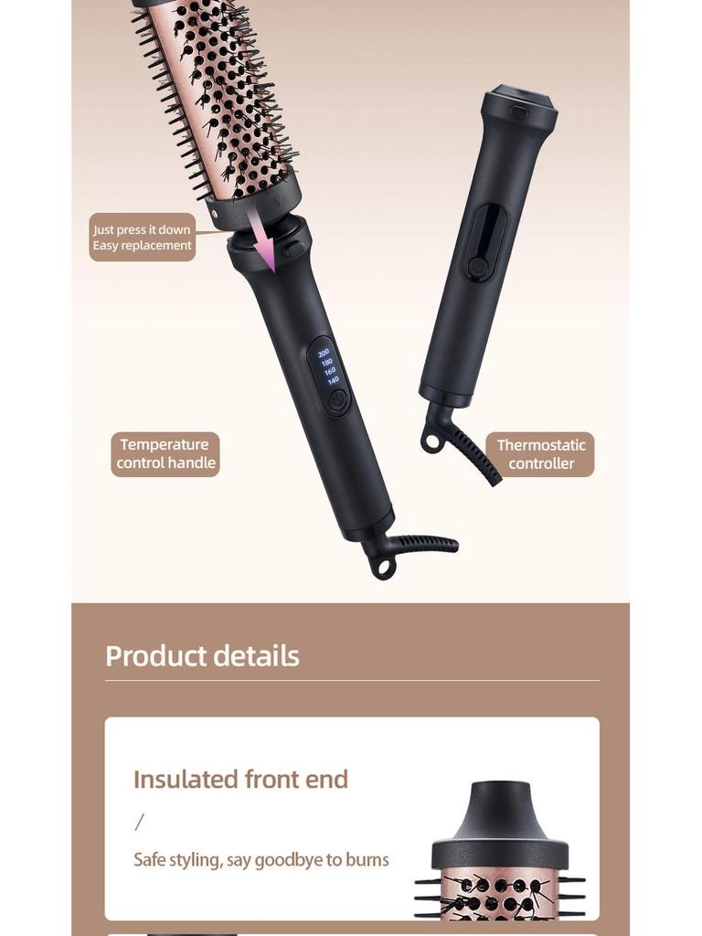 Five-in-One Interchangeable Barrel Curling Iron and Straightener with Replaceable Heads and Fluffy Comb