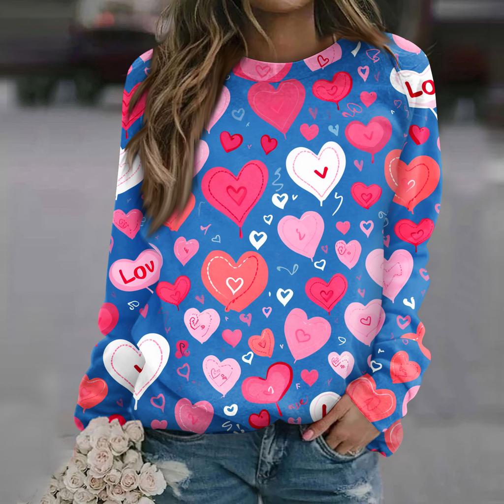 Women's Fashion Casual Long Sleeve  Printed Neck Sweatshirt Top