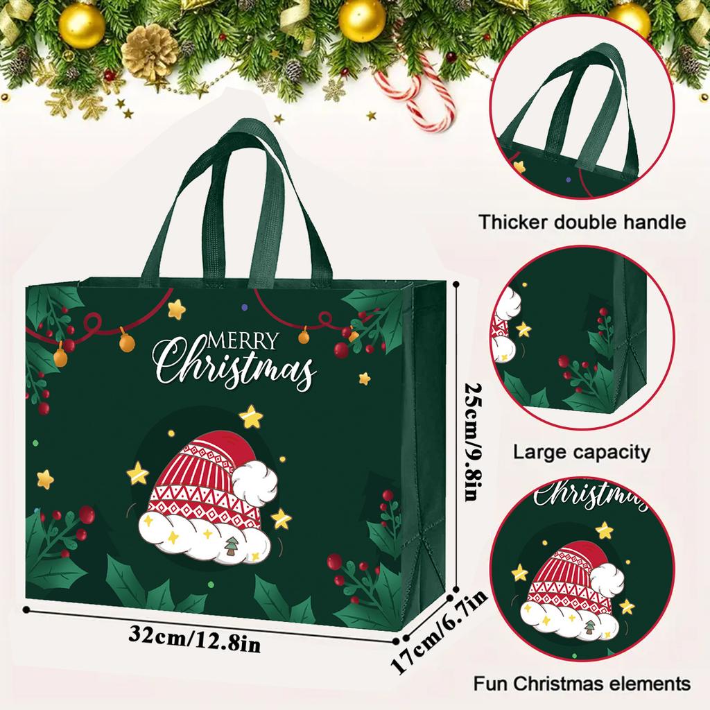 Handheld Gift Bag Christmas Non-woven Bag Portable Reusable Christmas Shopping Bag Eco-friendly Packaging Bag