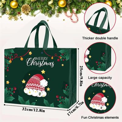 Handheld Gift Bag Christmas Non-woven Bag Portable Reusable Christmas Shopping Bag Eco-friendly Packaging Bag