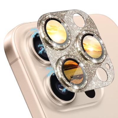 CeiBand Strass-Kamerafolie, kompatibel mit iPhone 16 16 Pro Max, Objektivabdeckung, Kameraschutz, Kanten aus Aluminiumlegierung, gehärtetes Glitzerobjektiv