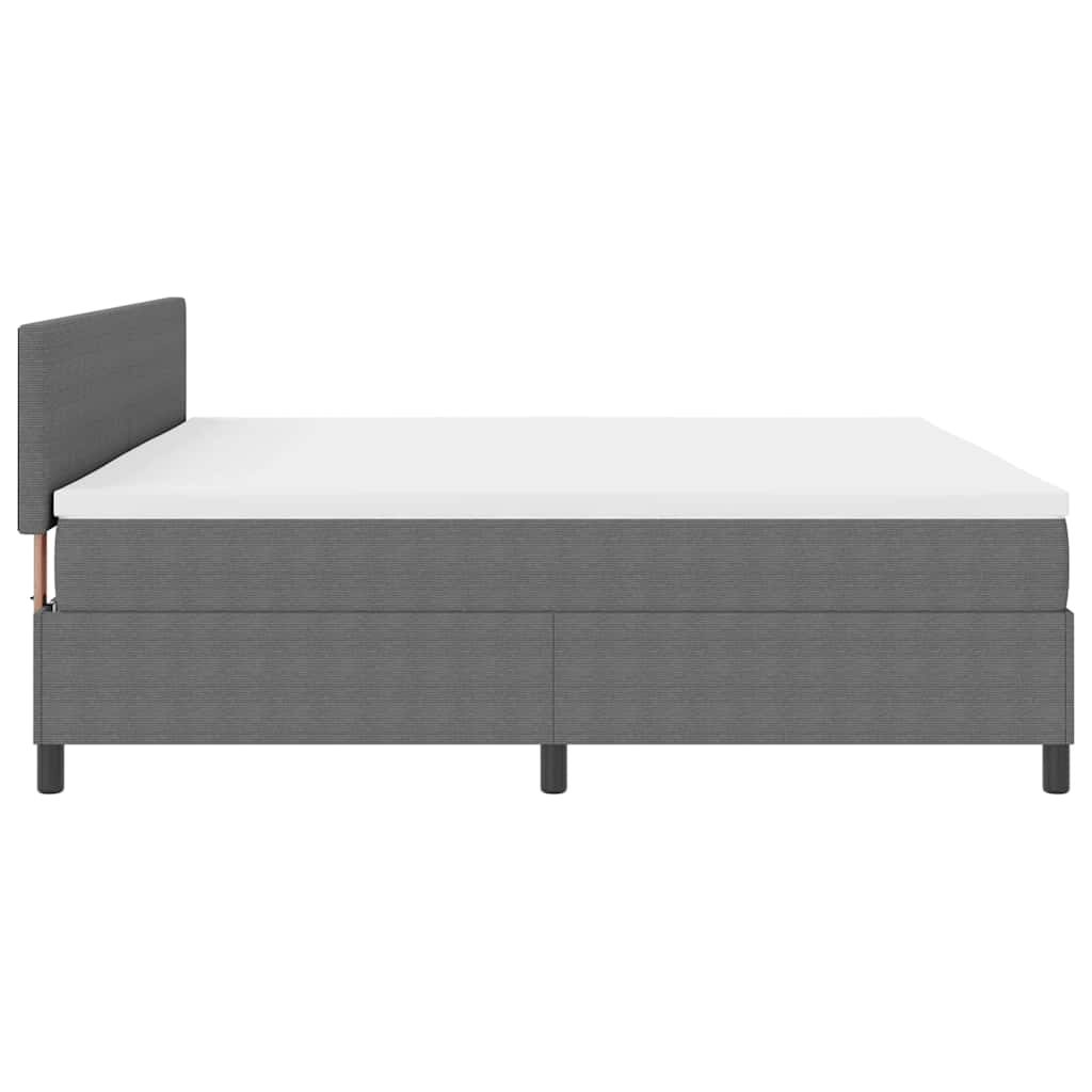 LED Box Spring Bed in Light Grey and White 200 x 200 cm Cord Fabric