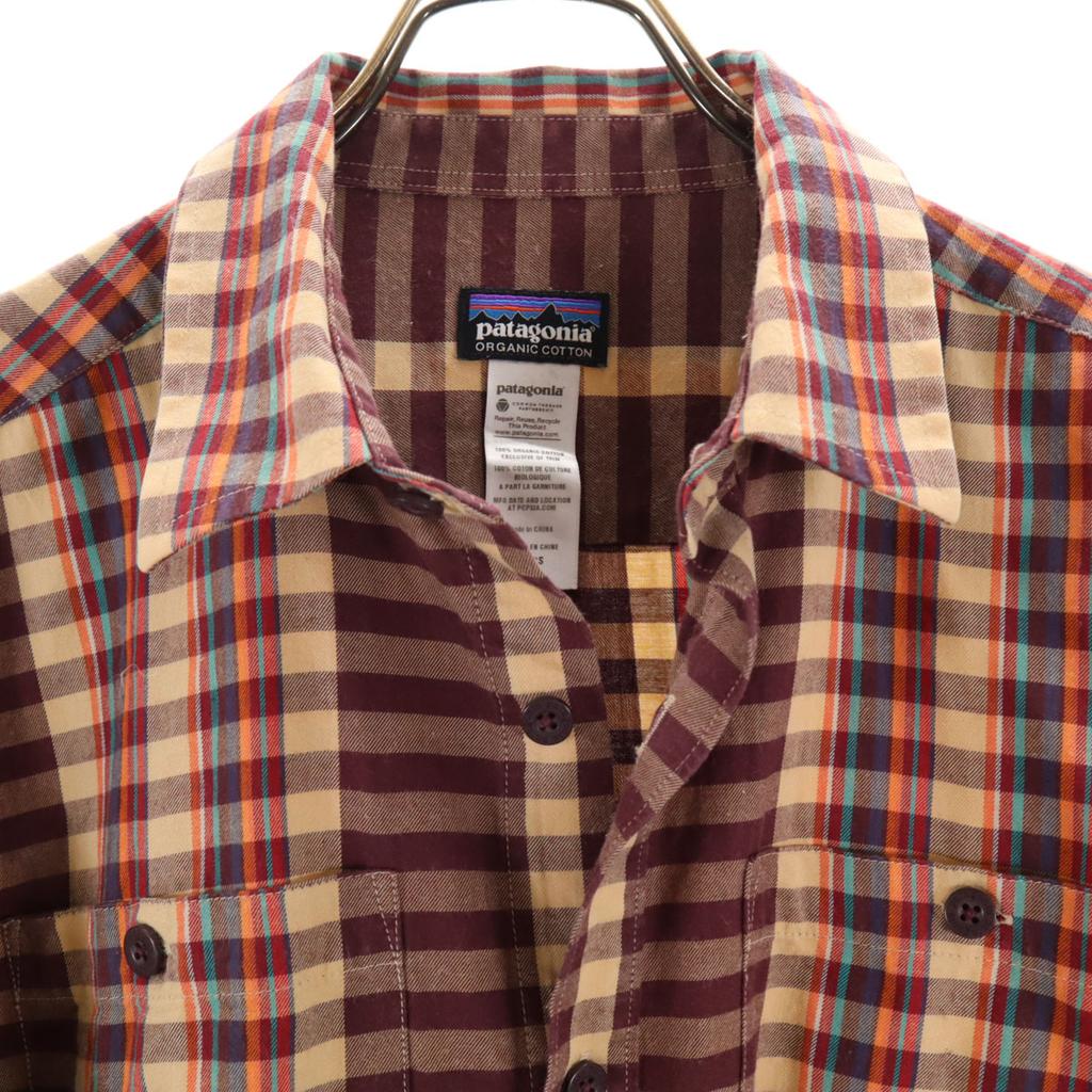 patagonia Check Pattern Long sleeve shirt S Beige 53837 Outdoor Men's Used