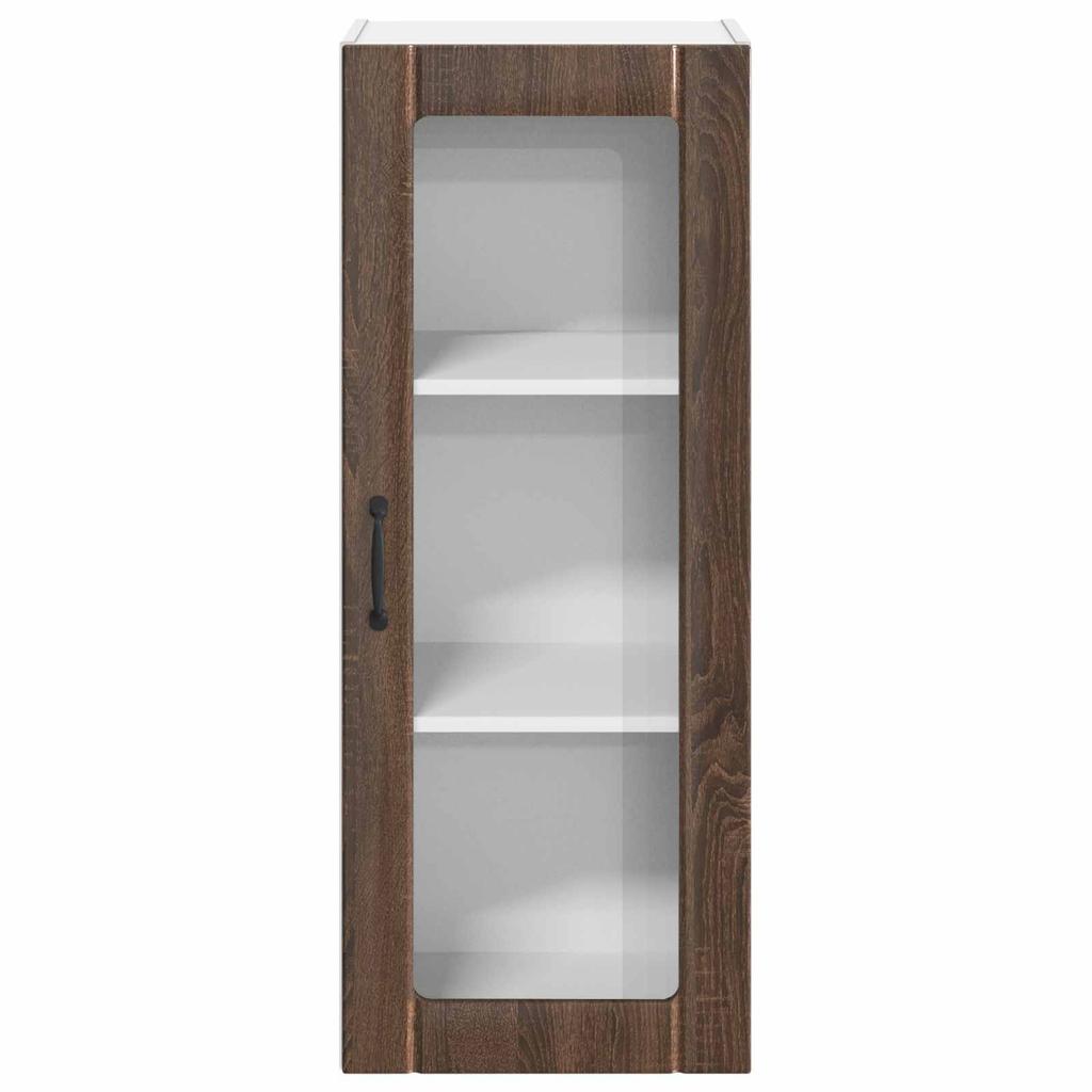 Wall Mounted Glass Cabinet LUCCA Brown Oak 40 X 31 X 100 Cm