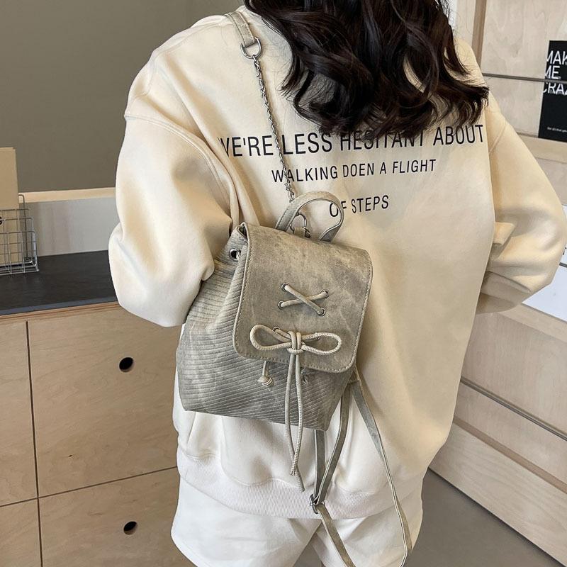 Korean version niche bow backpack bag 2025 new cute simple portable shoulder bag casual versatile schoolbag