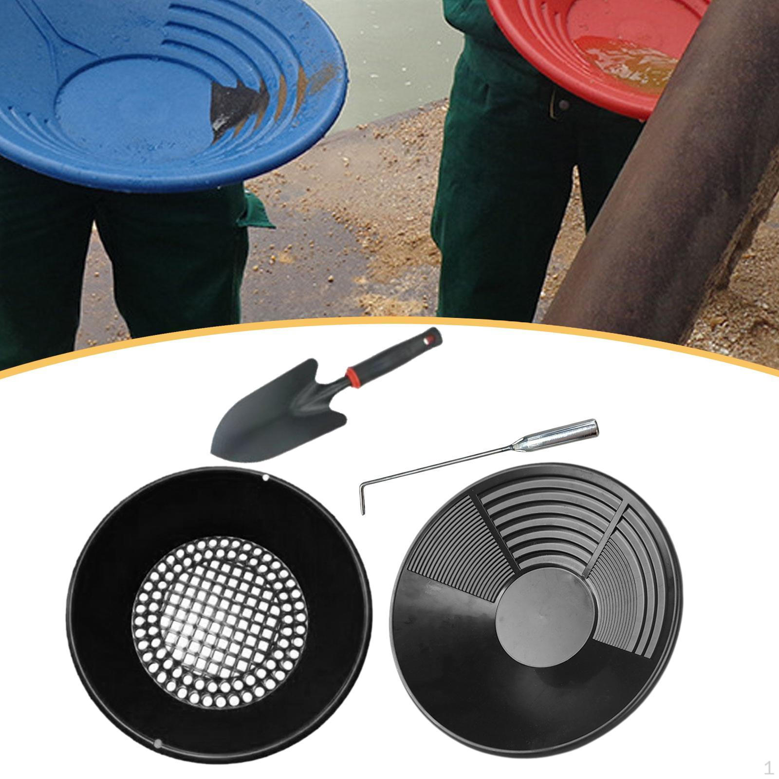 

Gold Panning Kit , with Sieve Prospecting Pan, Hand Trowel 35cm Easier Mining Pan for Black sieve