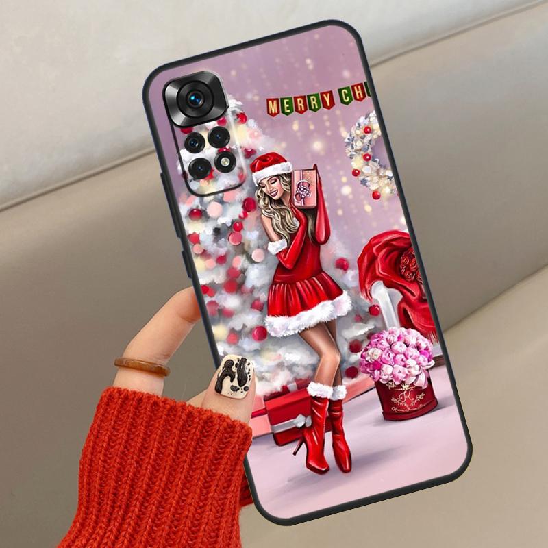 Fashion Girl Merry Christmas Case For Xiaomi Redmi Note 13 12 11 10 14 15 Pro Plus Cover For Redmi 15C 14C 10C 12C 13C 15