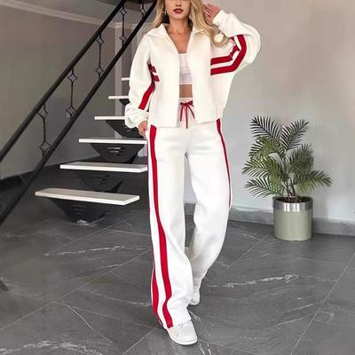 Women's Y2K Striped Zipper Jacket & Casual Sportswear Set for Autumn 2025