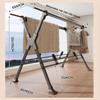 Thickened Aluminum Waterproof Clothes Drying Rod Balcony Retractable Clothes Hanger Household Floor-standing Clothes Drying Rack