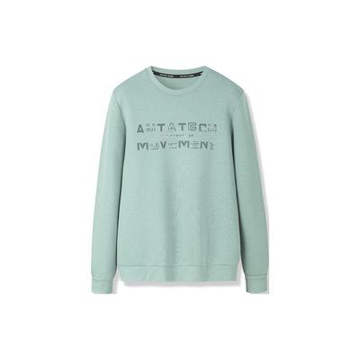 Anta Training Series Solid Color Print Logo Pullover Casual Sport Fleece Sweatshirt Men Tops Green 152247702-2