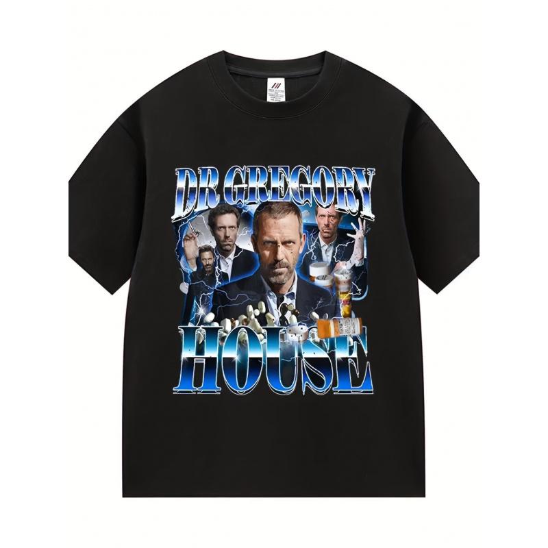 Dr. House TV Show T-Shirt - Iconic Dr. Gregory House M.D. Logo & Cast Print, Oversized Unisex Tee for Men & Women, All-Season Comfort Fit