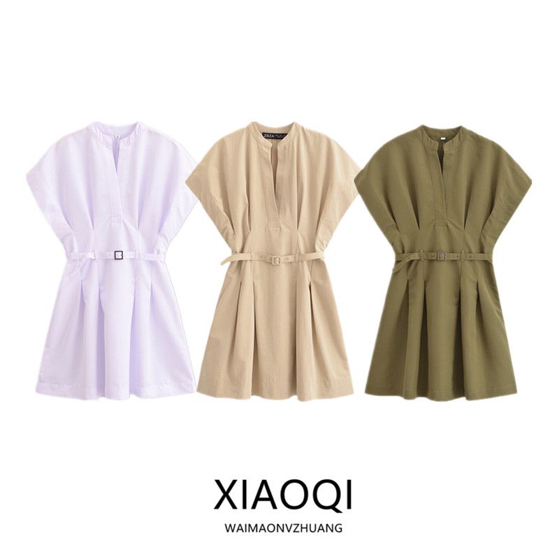 Fashion Style 2024 Summer New Women's Clothing Stylish Easiest for Match Pleated Waist Short Dress 8761298