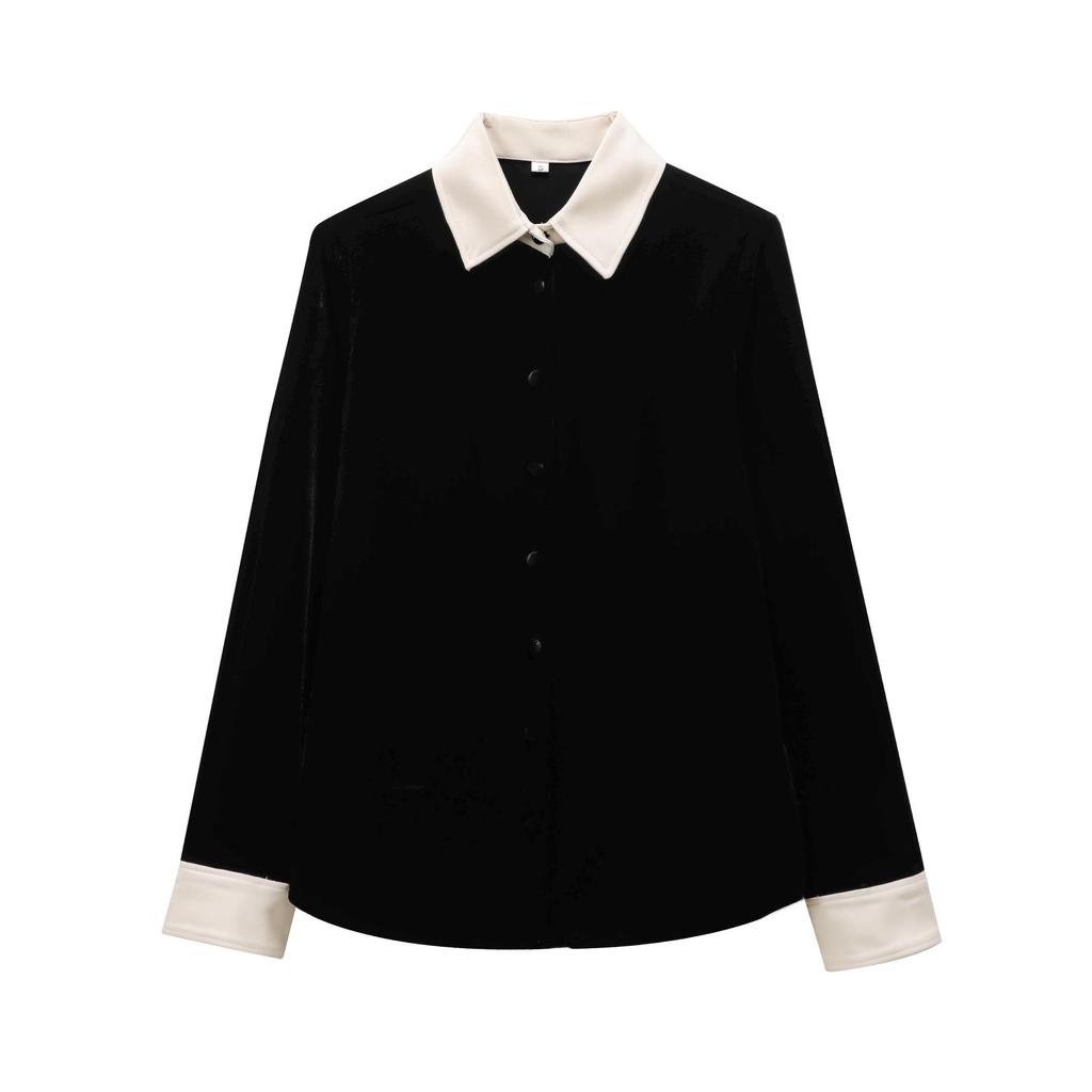 2024 Winter New Women's Velvet Long Sleeve Shirt & Casual Pants - European/American Style