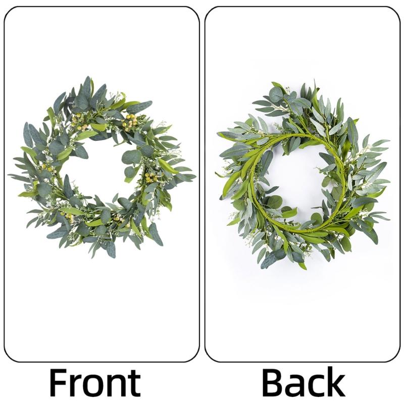 Fashion Artificial Garlands Green Portable Stylish Wreath with Berries Accent for Door and Wall Festival Decoration