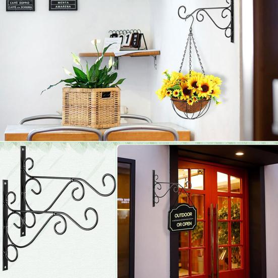 Metal Wall Hook Wall-mounted Plant Hanger Hook with Screws Heavy-Duty Hook for Flower