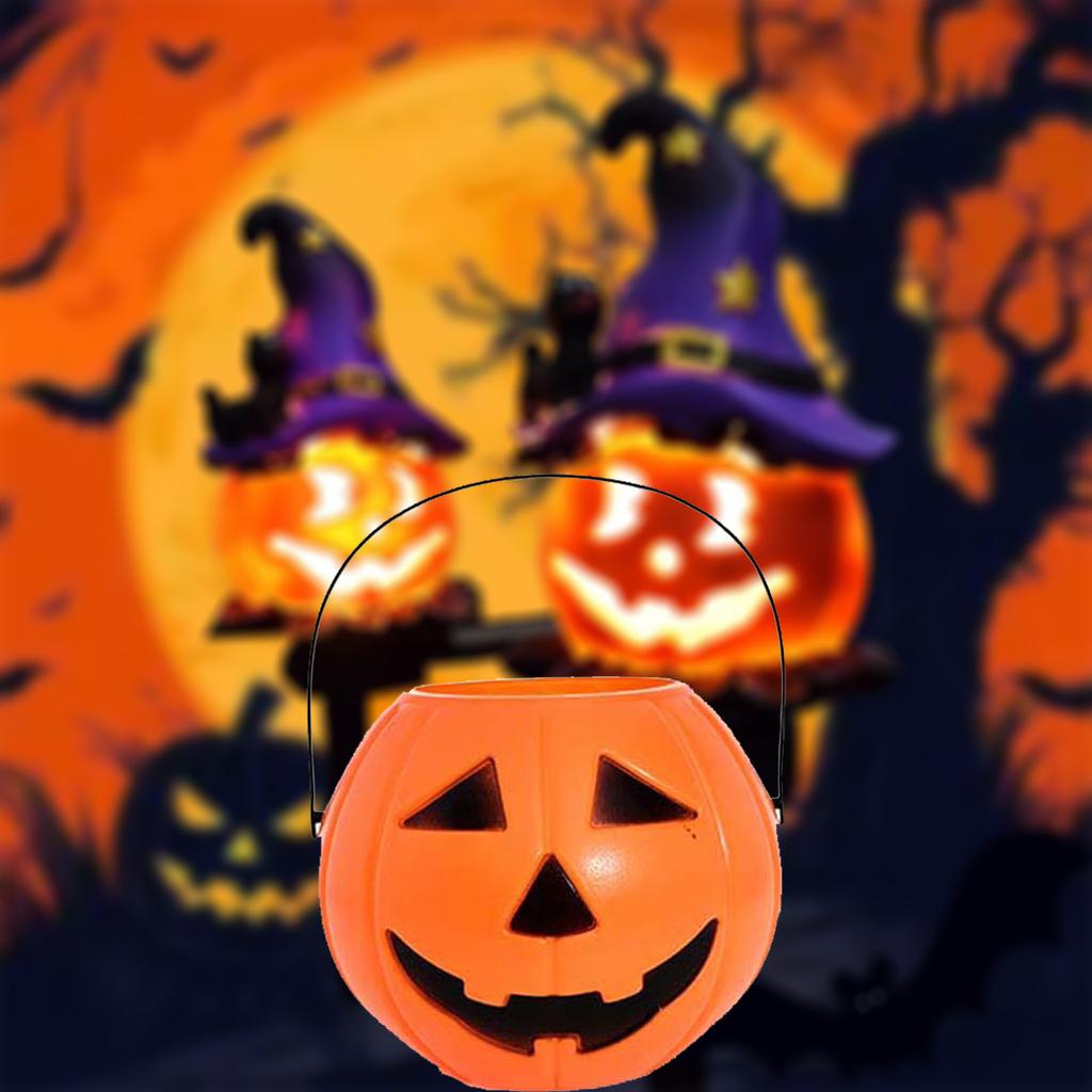 1 Pcs Halloween Portable Box Children Trick Or Candy Pail Holder (Orange),Halloween Decorations