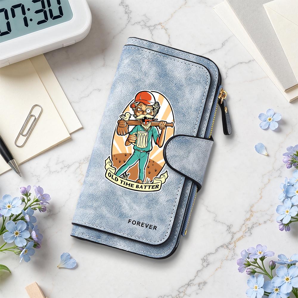 Vintage Cartoon Print Long Wallet Casual Multi Card Large Capacity Fashion Purse