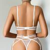 Women's Sexy French Thin Lingerie Set Floral Embroidery Sheer Mesh Push-Up Underwire Shapewear Lingerie Set