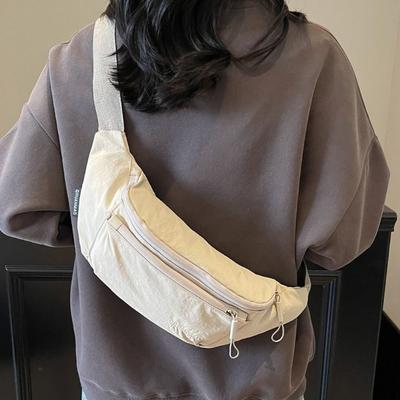 Simple Solid Color Nyl Fanny Packs Crossbody Bag Korean Style Chest Bag Large Capcity Cloth Crossbody Waist Pack Shopping
