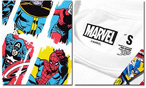 EVERSOUL Marvel Short Sleeve T-Shirt featuring American Comic Book Heroes Hulk, Captain America, and the Avengers, White, XL Size [Parallel Import]