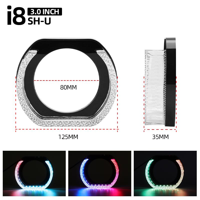 2.5" 3" UO 2X Angel Eyes App Control RGB Projector Lens Masks Rectangular Halo Rings Auto Headlight Car Accessories Crystal Lamp
